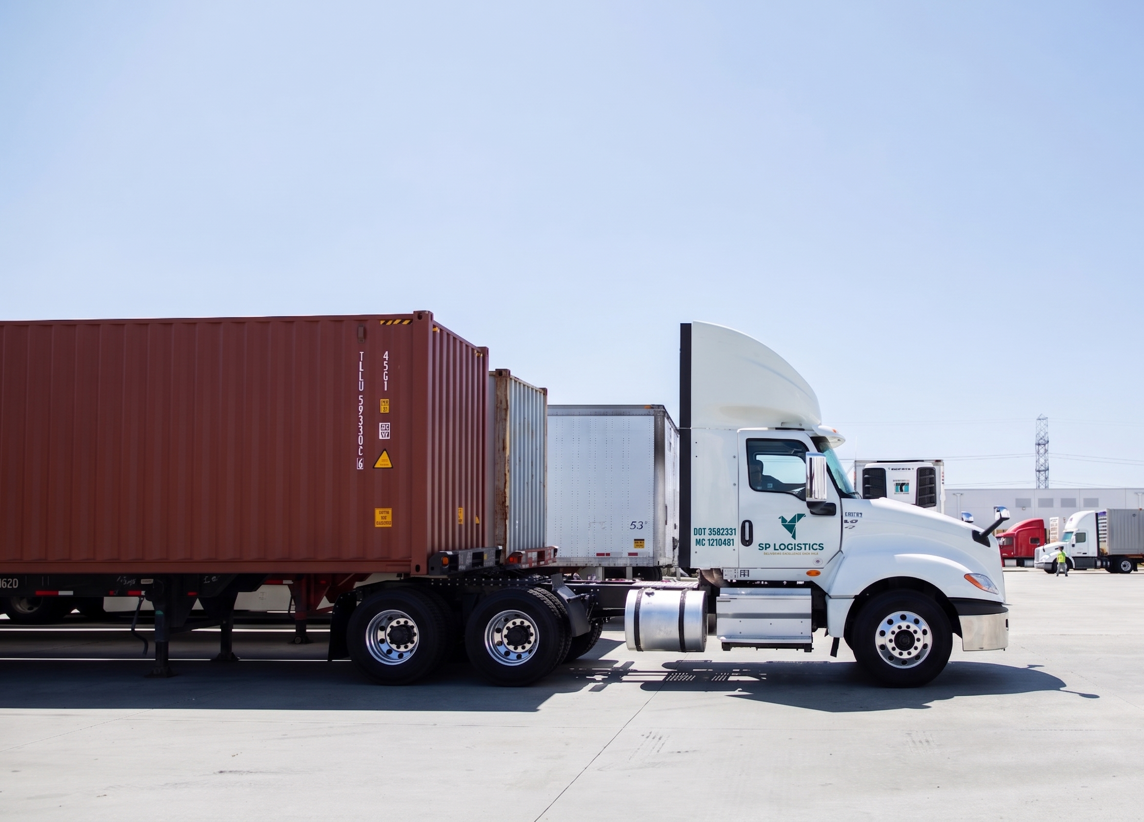 SP Logistics container truck on lane