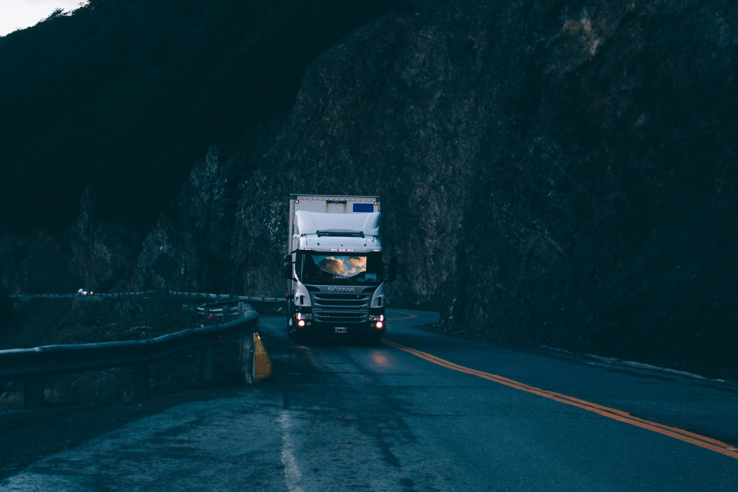 SP Logistics branded truck with blue container