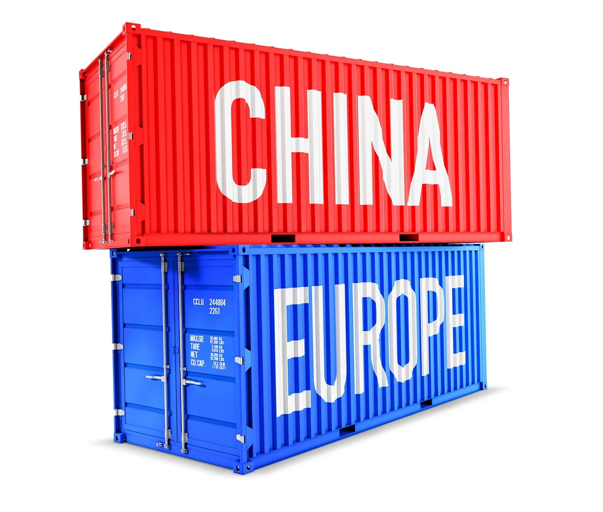 Illustration of intercontinental shipping containers