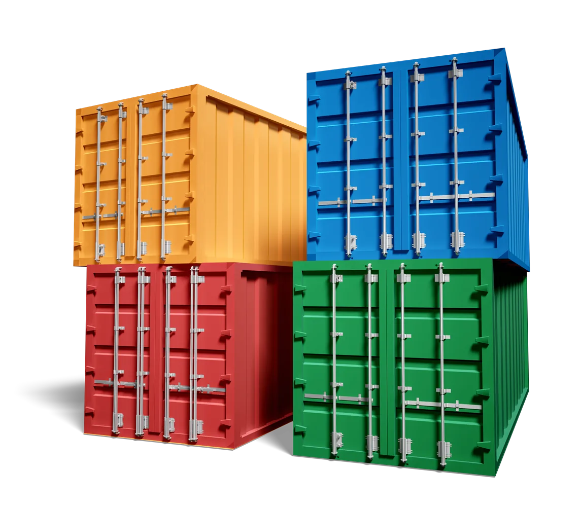 Illustration of colored shipping containers