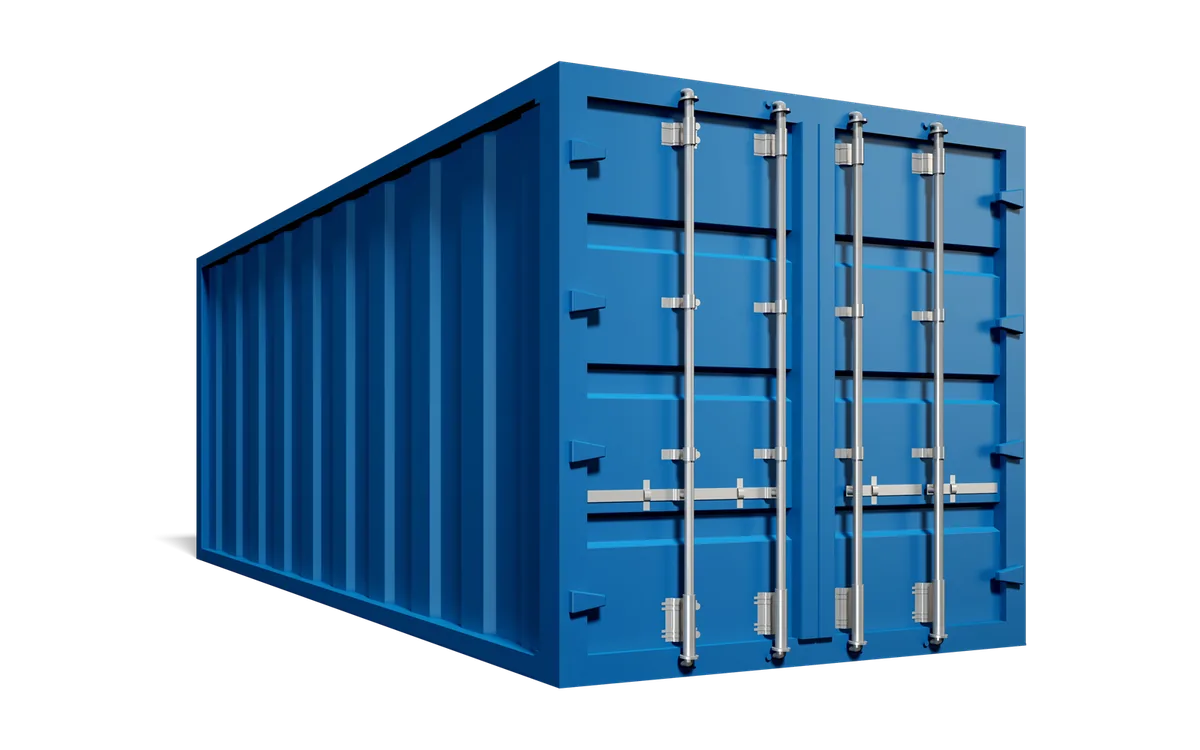 Illustration of a blue shipping container