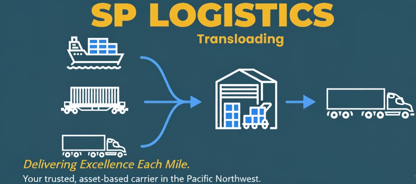 Transloading and palletizing at SP Logistics warehouse in Kent, WA